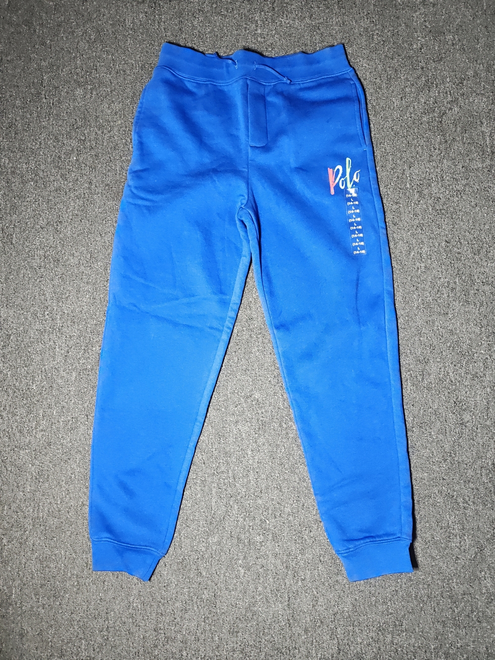 NEW RALPH LAUREN LOGO FLEECE JOGGER PANT BLUE BOYS BIG KID  SIZE L (14-16)